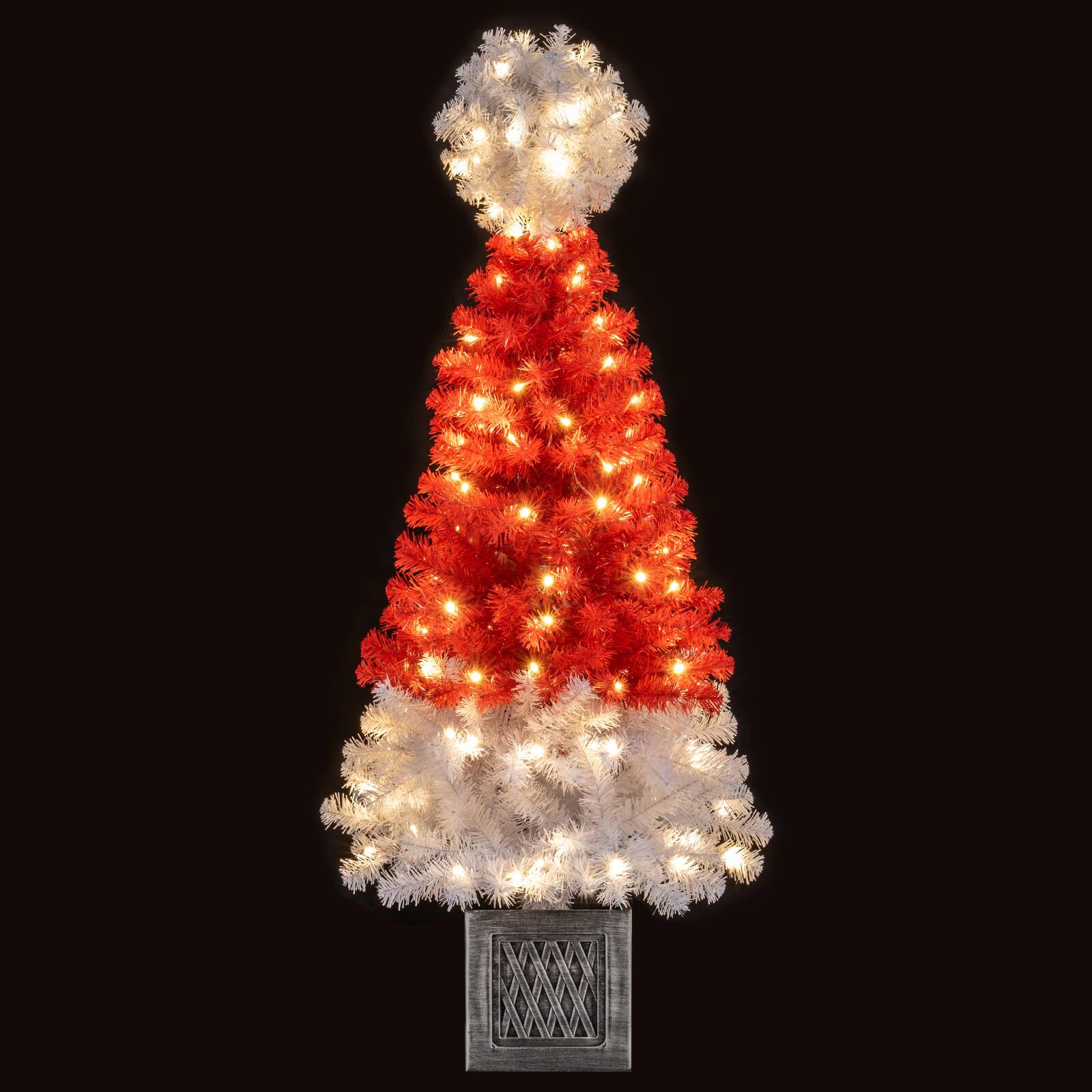 Alt View 9. Costway - Costway 4 FT Artificial Christmas Tree Santa Hat Xmas Tree with 300 Branch Tips - White,Red.
