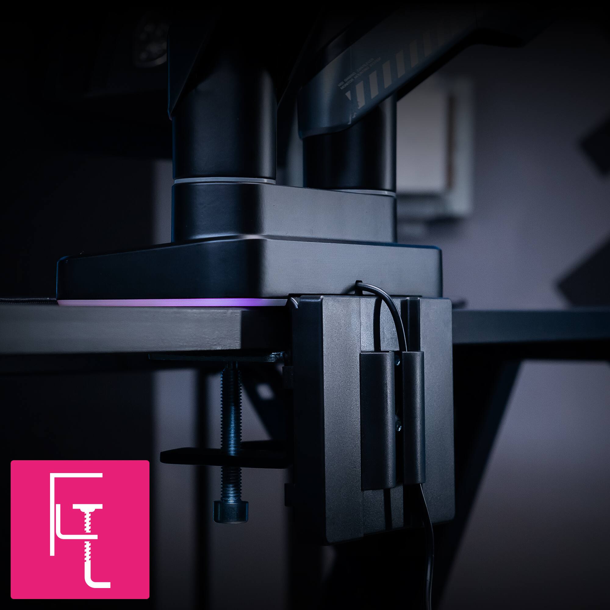 Alt View 1. MSI - MT201DR V2 Dual Monitor Arm – Adjustable Gas Spring Desk Mount, VESA Compatible, 17–35in, 44 lbs, Clamp & Grommet - Iron Gray.