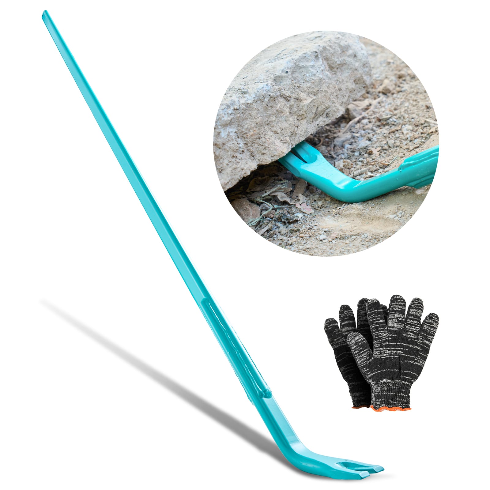 VEVOR - Prylever Bar, 2000 lbs Weight Capacity, 52.5 Inch Heavy Duty Carbon Steel Handle Pry Lever Bar, 56 Inch Long Crowbar - Orange