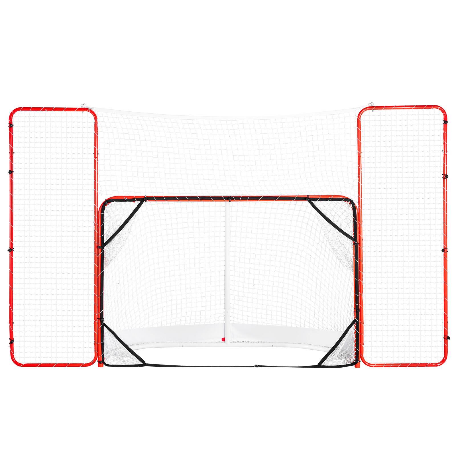 VEVOR - Hockey Goal with Backstop and Targets,Street Steel Hockey Net,72"Pro Hockey Training Goal Set,Indoor Outdoor Hockey Goal - Red,White