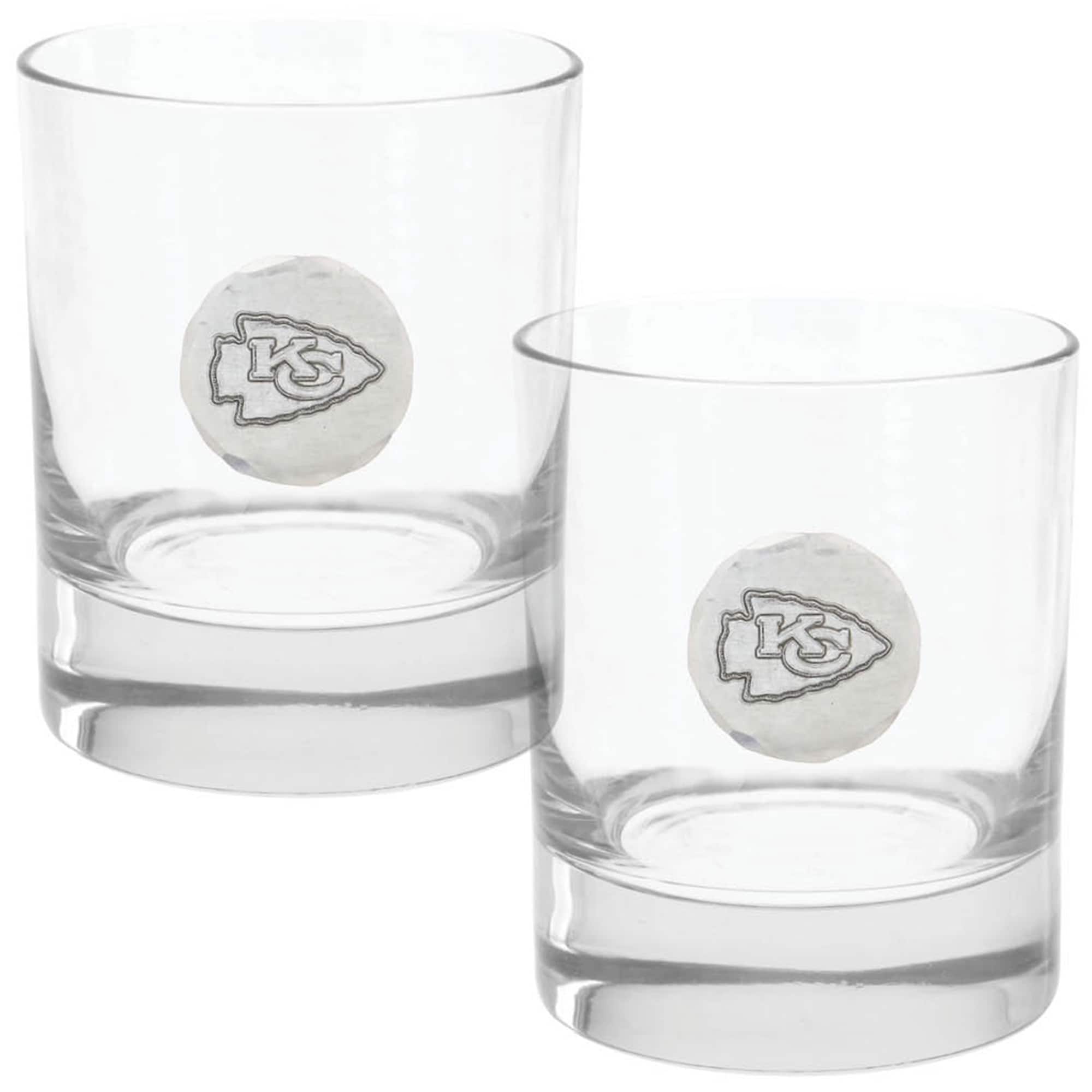 Front. Wendell August Forge - Kansas City Chiefs Two-Piece 11oz. Rocks Glass Set - Multicolor.