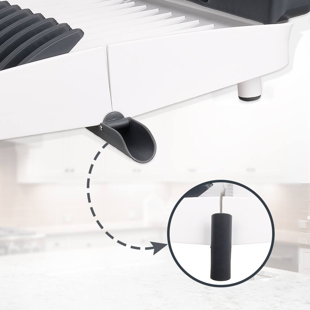 Back. Empava - 16-in Fold-Able Countertop Camping RV Collection Dish and Cups Drying Rack Drainer Set - White & Blue-gray.