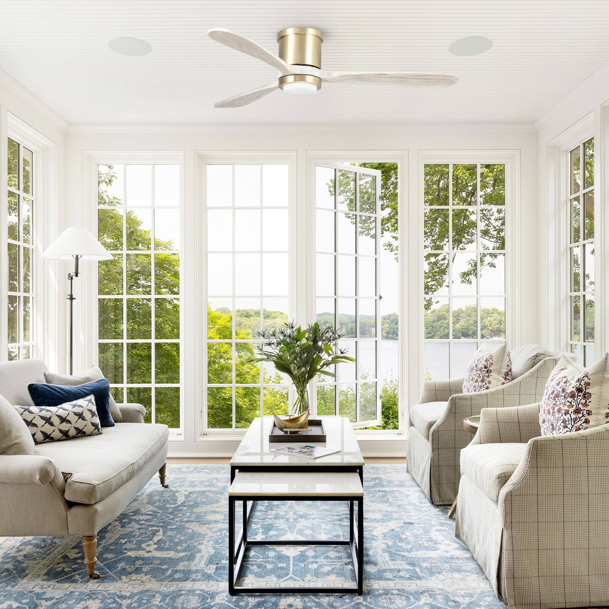 Alt View 10. Parrot Uncle - 52" Gold Low Profile Smart Ceiling Fan with Light and Remote Control, App Control, Voice Control - Gold.