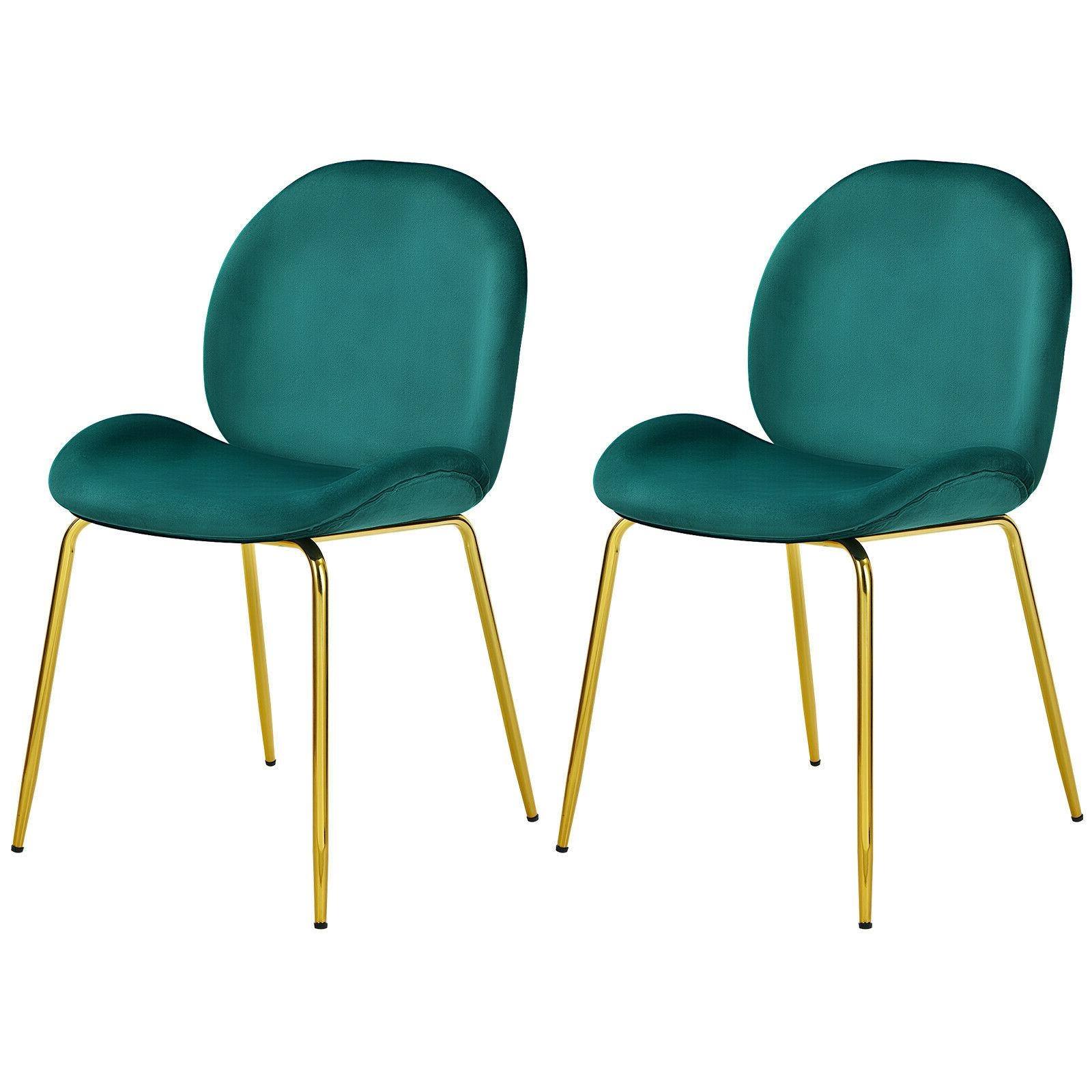 SlickBlue - Pair of Velvet Chairs with Gold Legs, Stylish Accent Seating Set of 2 - Green