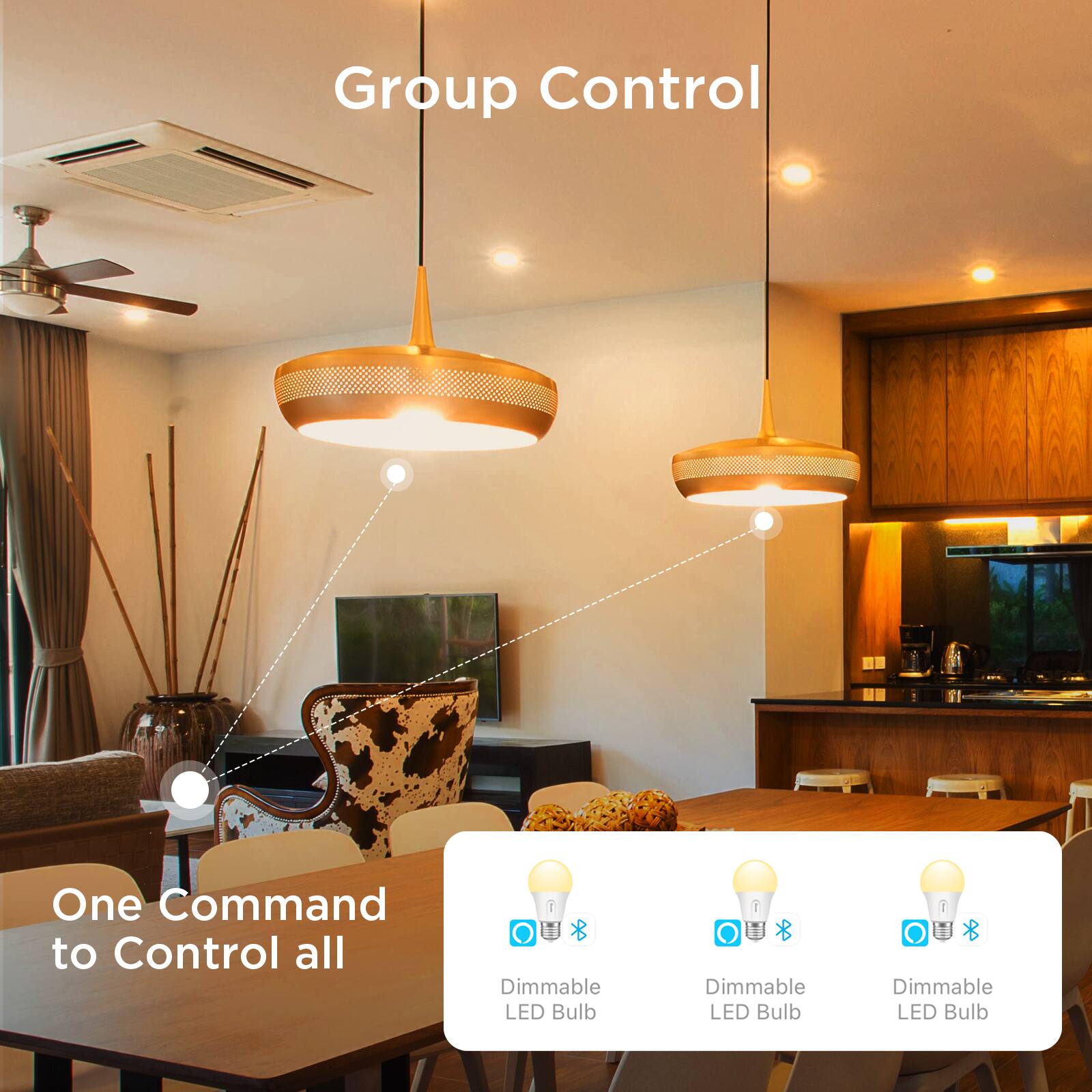 Group Control

One Command to Control all

Dimmable LED Bulb  
Dimmable LED Bulb  
Dimmable LED Bulb