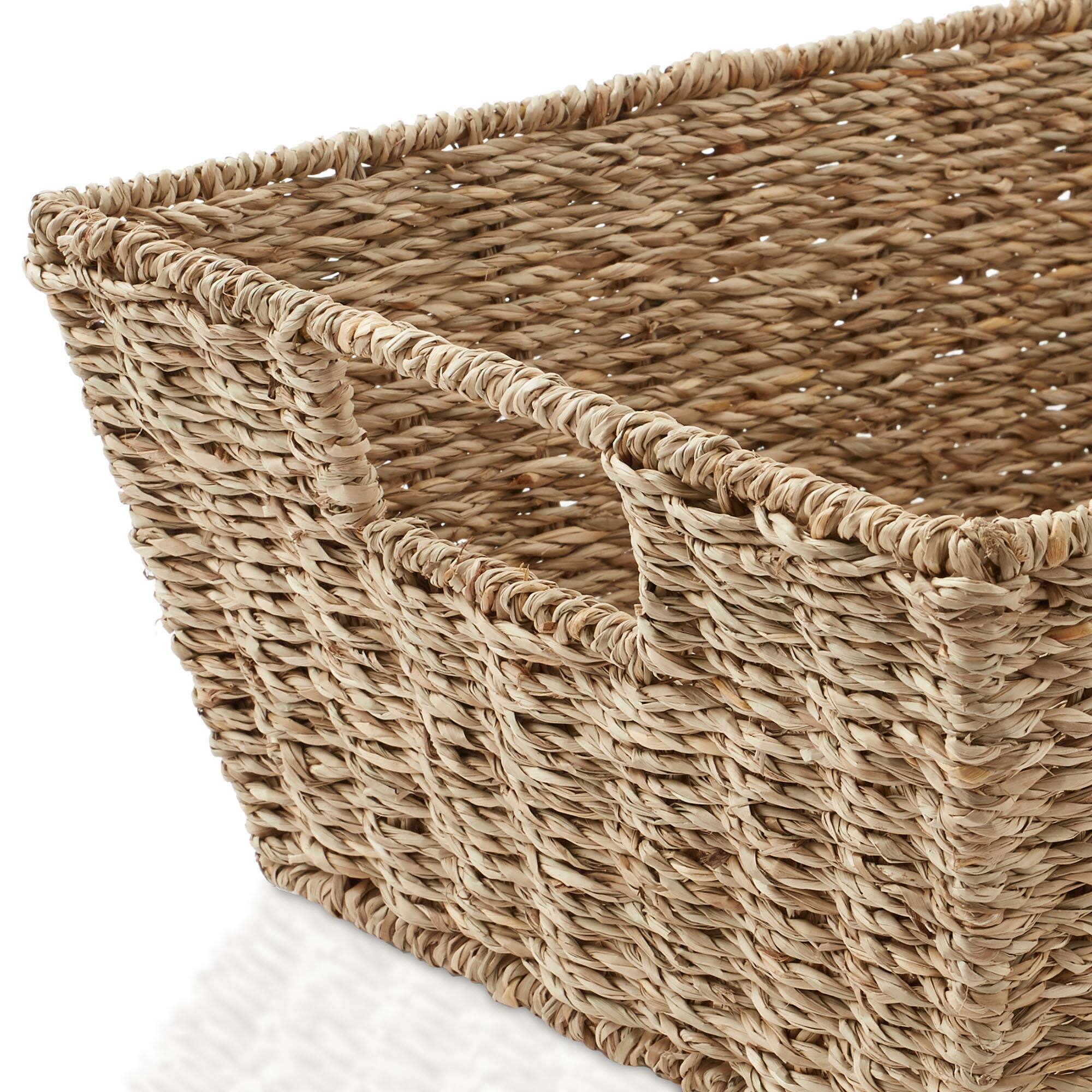Alt View 4. Casafield - 2pk Seagrass Water Hyacinth Pantry Baskets with Handles - Wide Kitchen Bins - Natural - Seagrass.