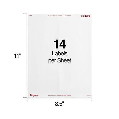 Staples  
11" x 8.5"  
14 Labels per Sheet  
Staples  
AU