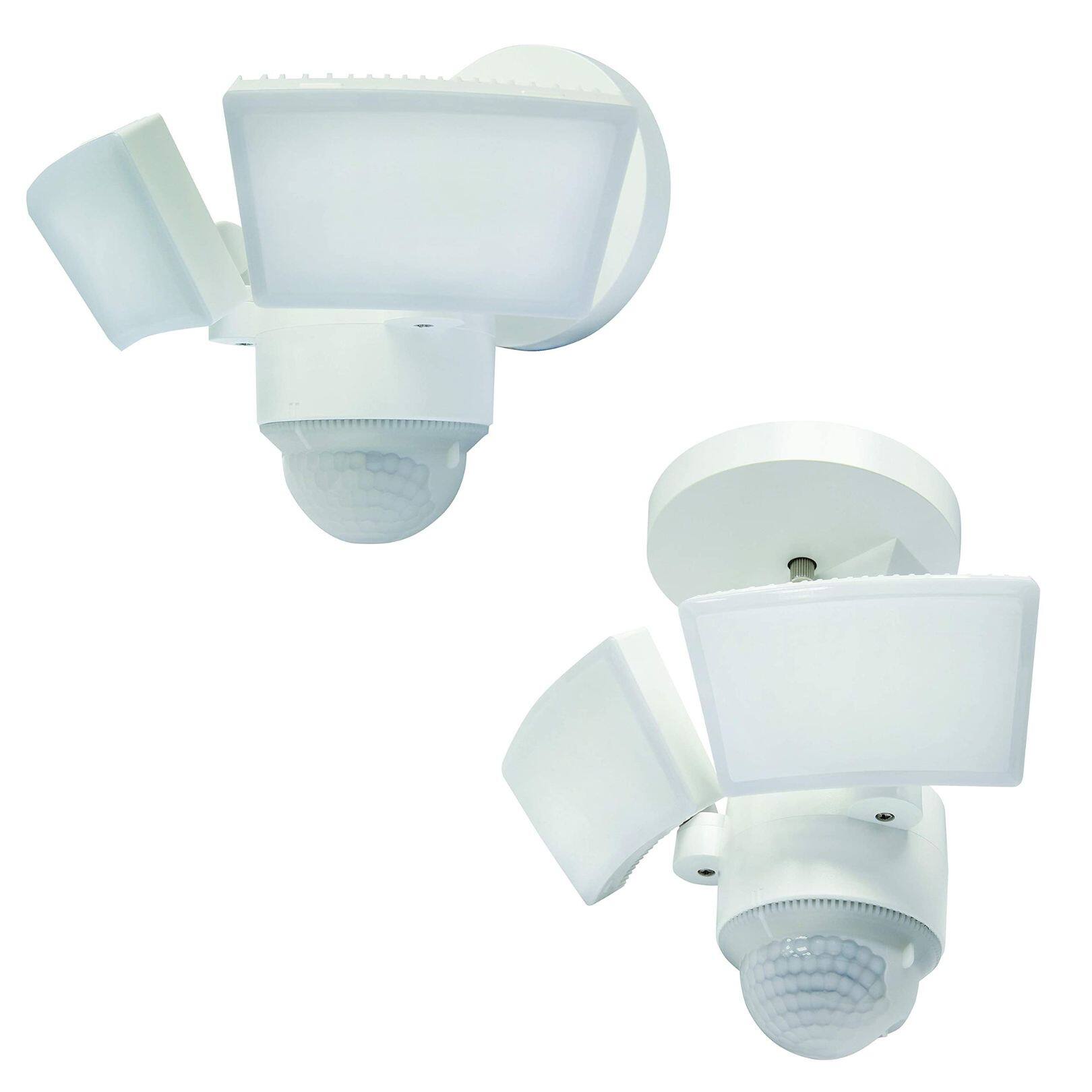 Left. IQ America - IQ America LED Outdoor Motion Sensor Security Floodlight 1100 Lumens, 180° Detection, Weatherproof, Eave/Wall Mount WH - White.