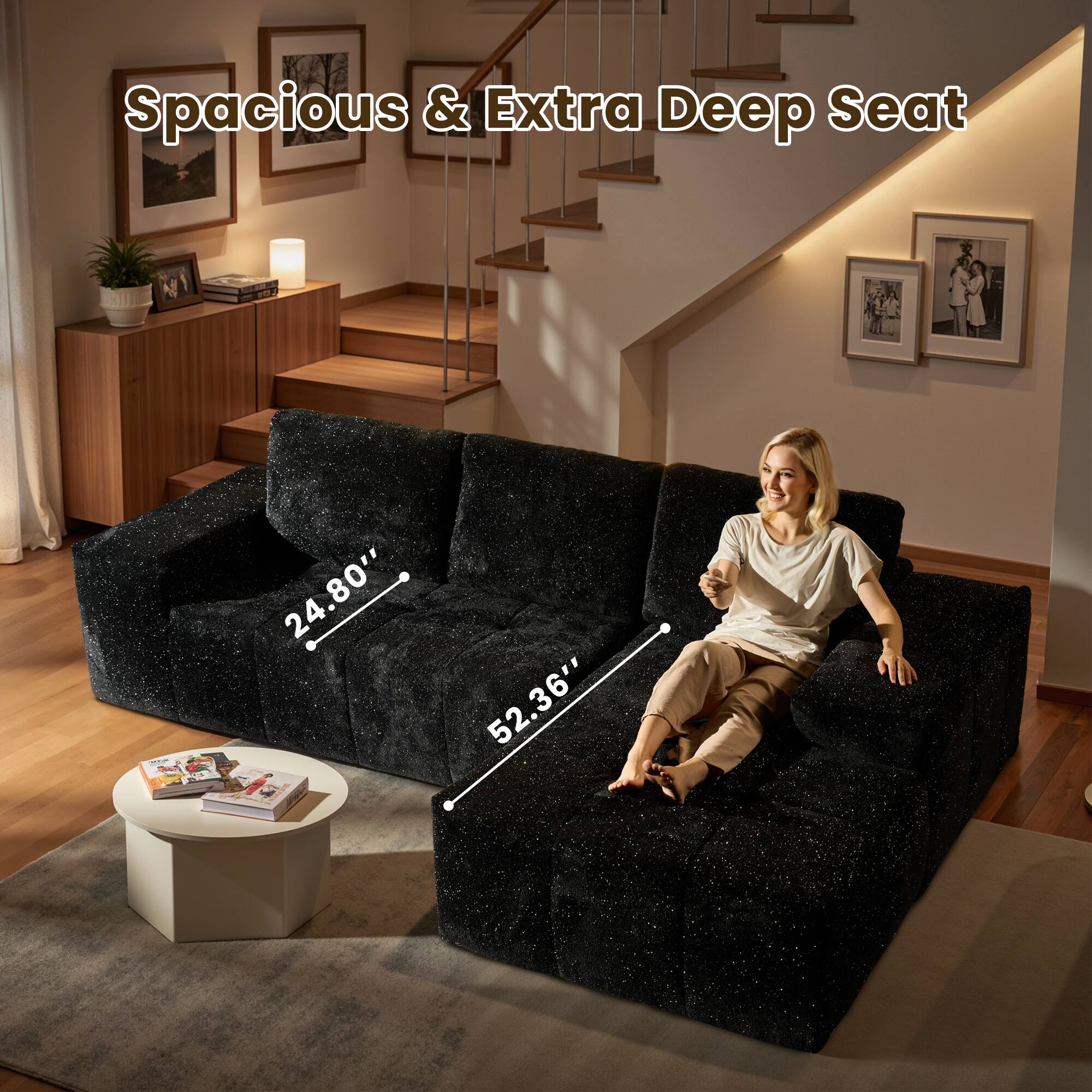 Spacious & Extra Deep Seat

24.80"  
52.36"