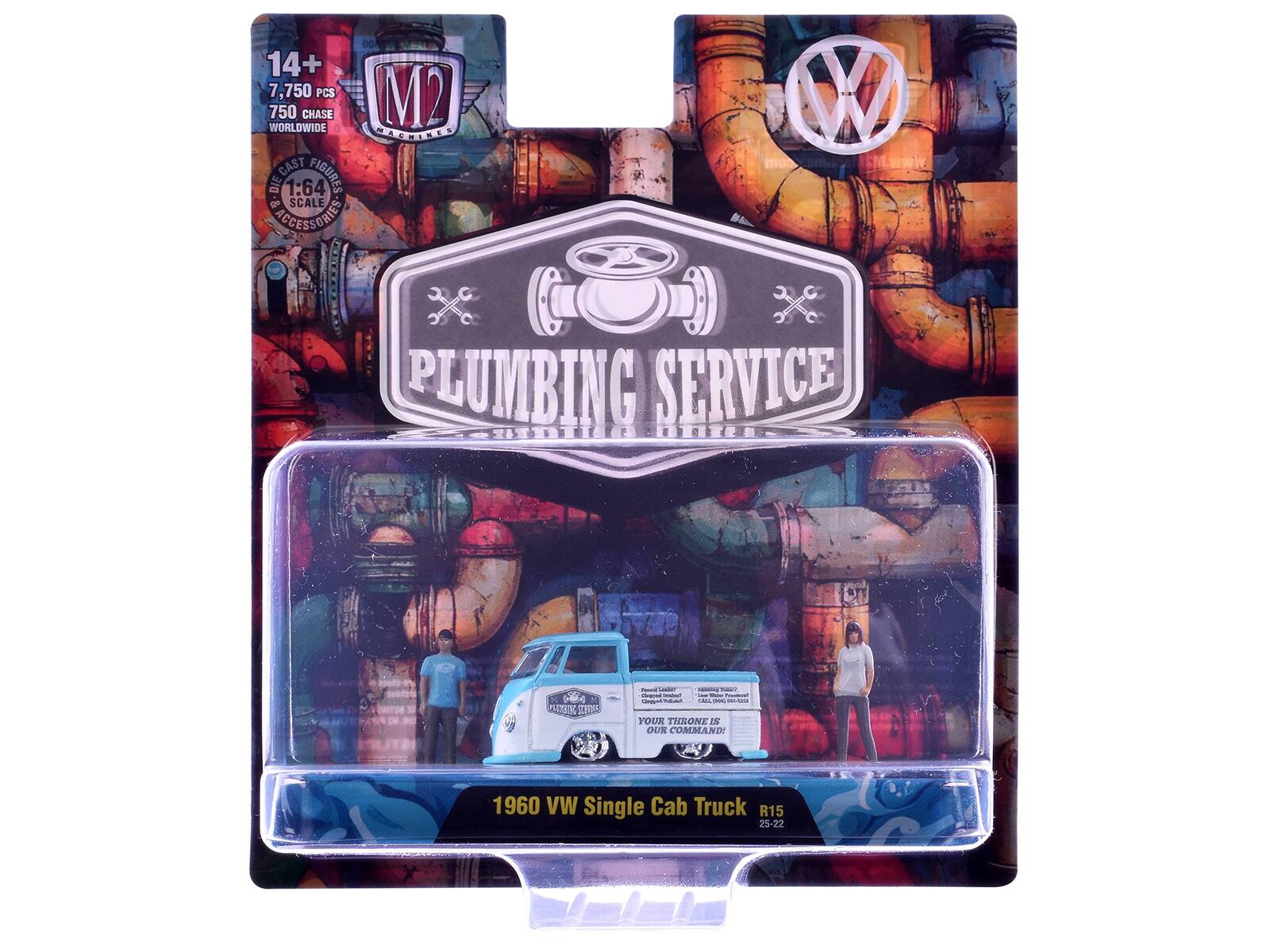 14+  
7,750 PCS  
750 CHASE  
WORLDWIDE  

PLUMBING SERVICE  
CAST FIGURES  
1:64 SCALE  
ACCESSORIES  

1960 VW Single Cab Truck  
R15  
25-22  

YOUR THRONE IS  
OUR COMMAND!