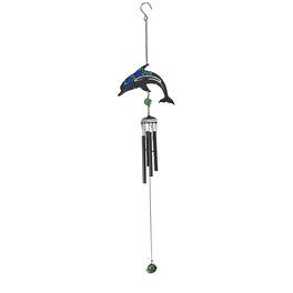 FC Design - 27" Long Dolphin With Black Gem Wind Chime Outdoor Patio or Garden Hanging Decoration - Multi-Color