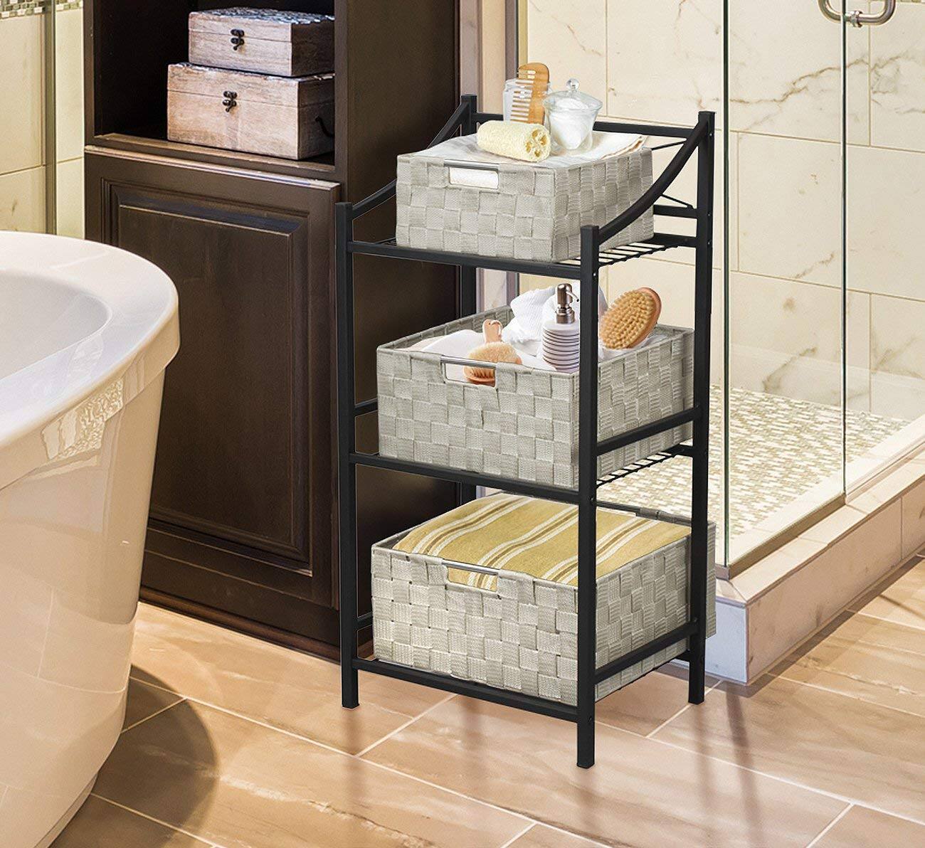 Left. Sorbus - Sorbus 7 Piece Storage Baskets for Organizing , Mesh, Linen, Organizer Storage Baskets for Home or Office - Beige.