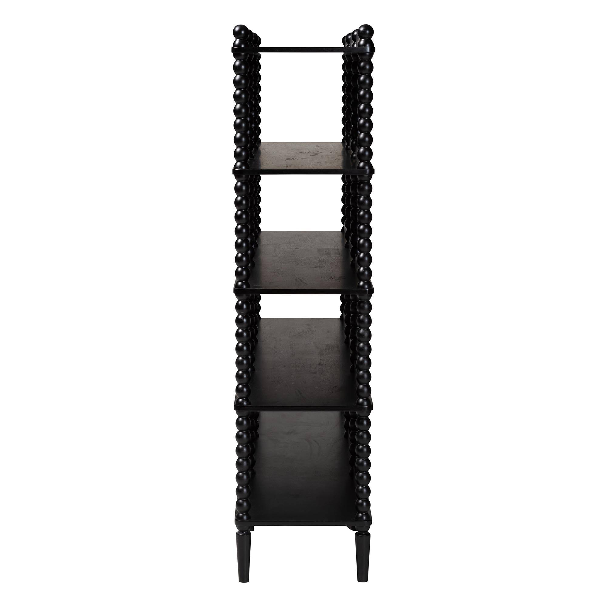 Left. Baxton Studio - Lucera Bobbin 5-Tier Display Shelf - Black.