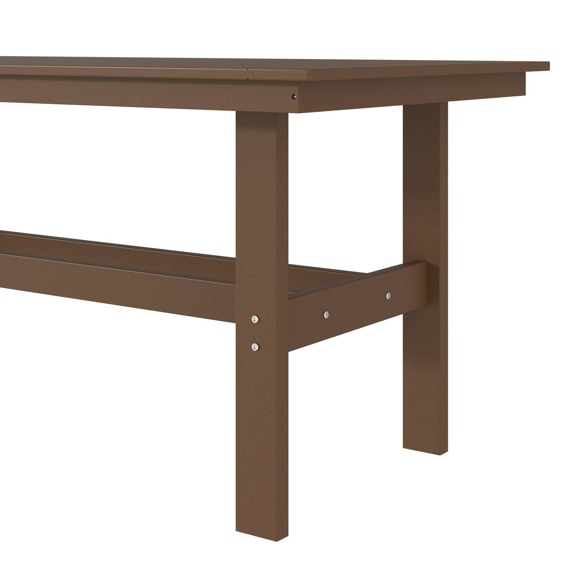 Alt View 7. Famapy - HDPE Outdoor Dining Table with Umbrella Hole & Cap-Solid Panel Patio Table for 8 People Weatherproof & Low Maintenance - Dark Brown.