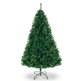 Winado - 7FT Artificial Christmas Pine Tree Unlit with Branch, Sturdy Metal Stand for Outdoor Indoor Holiday Party Decoration - Green