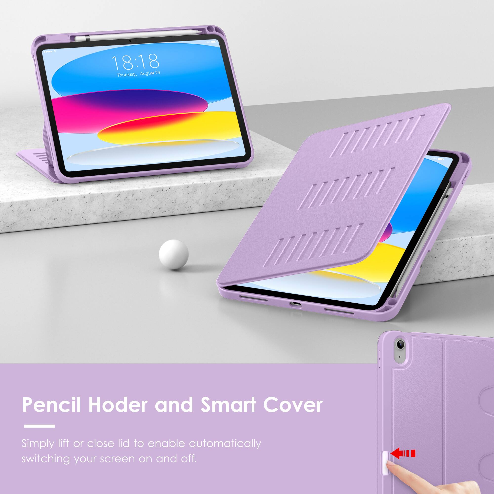 Pencil Holder and Smart Cover

Simply lift or close lid to enable automatically switching your screen on and off.