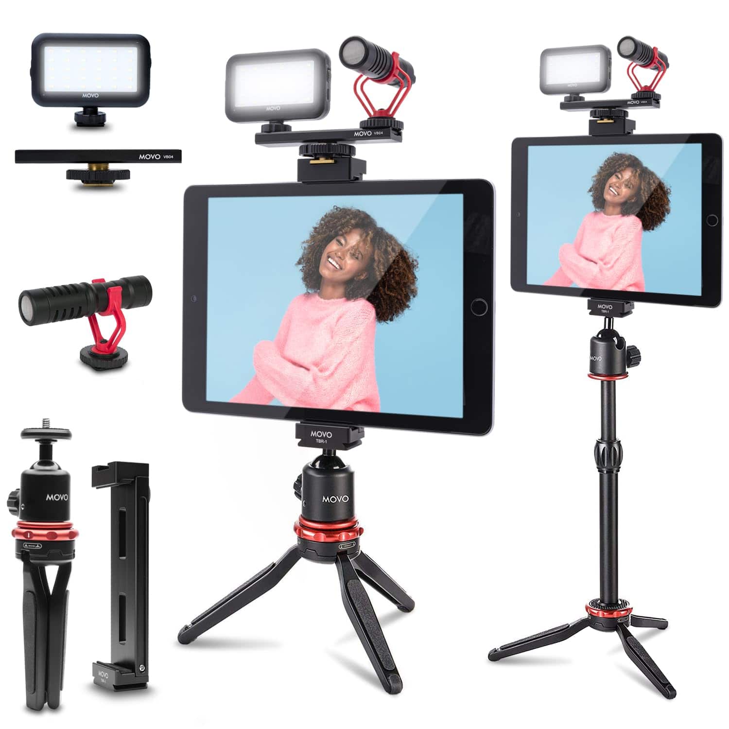 MOVO - Tablet Vlogging Kit for iPad with Mic, Light, Tabletop Tripod