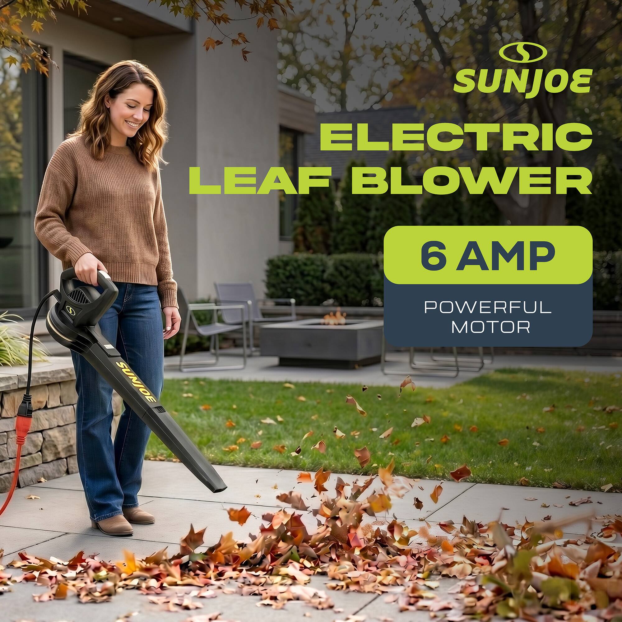 SUNJOE ELECTRIC LEAF BLOWER  
6 AMP  
POWERFUL MOTOR