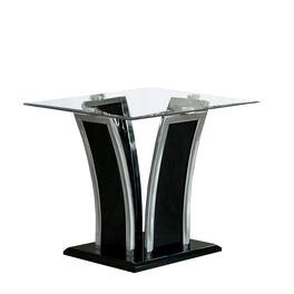 Manhattan Lane - Chrome Trim Flared Base End Table with Glass Top - Black/Silver
