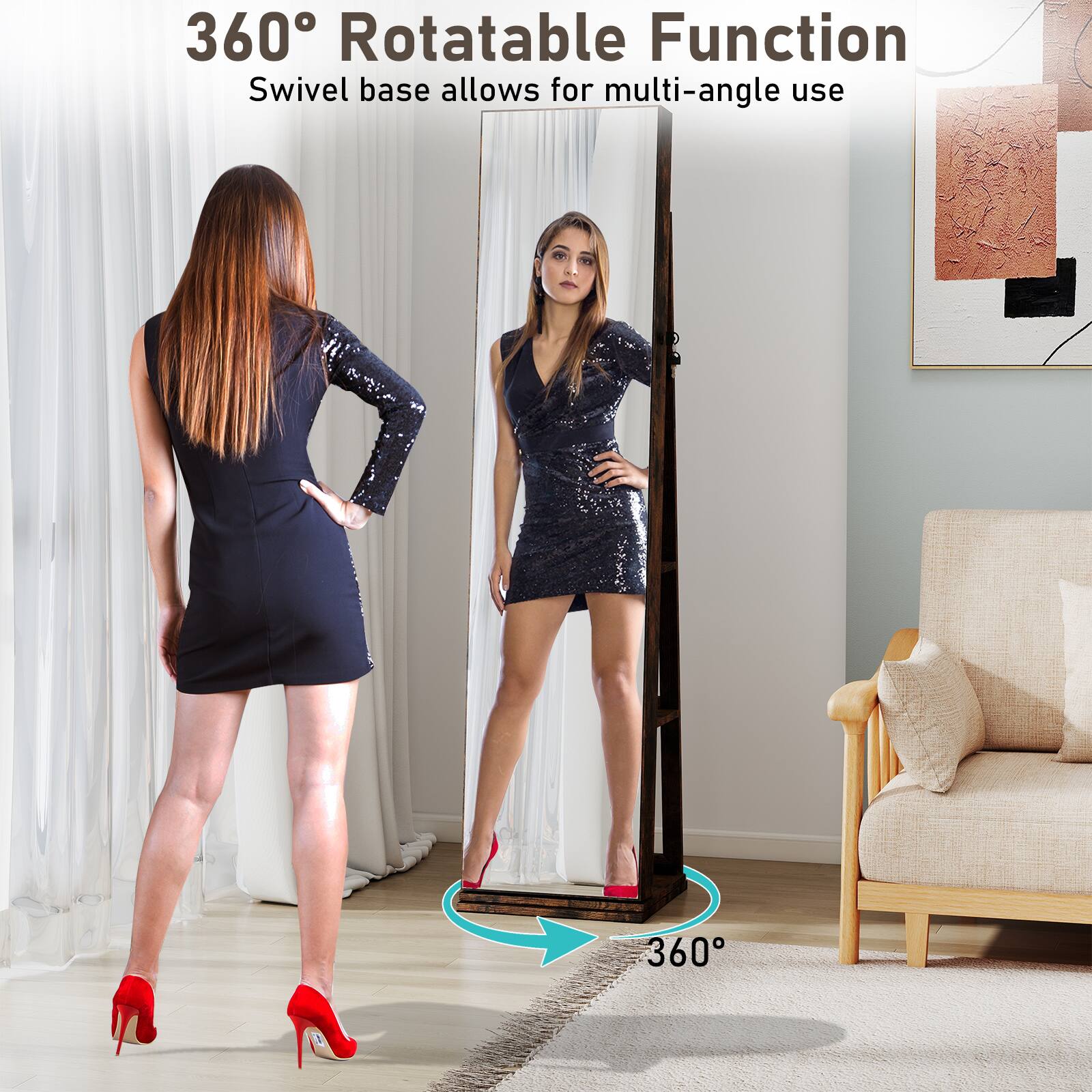 360° Rotatable Function  
Swivel base allows for multi-angle use
