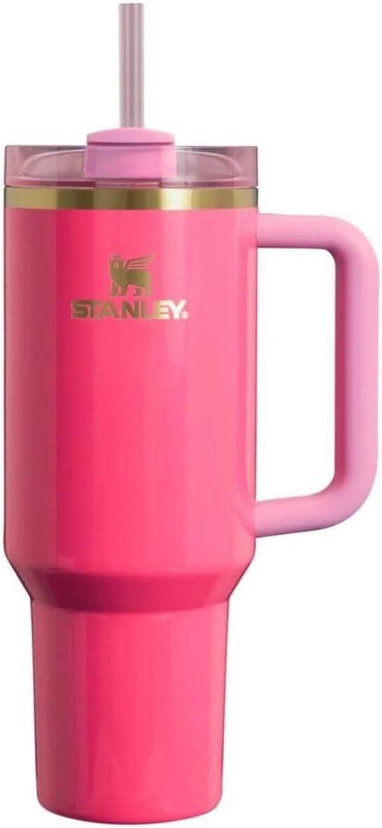 Front. Stanley - STANLEY Quencher H2.0 Tumbler with Handle and Straw 40 oz - Pink Parade.