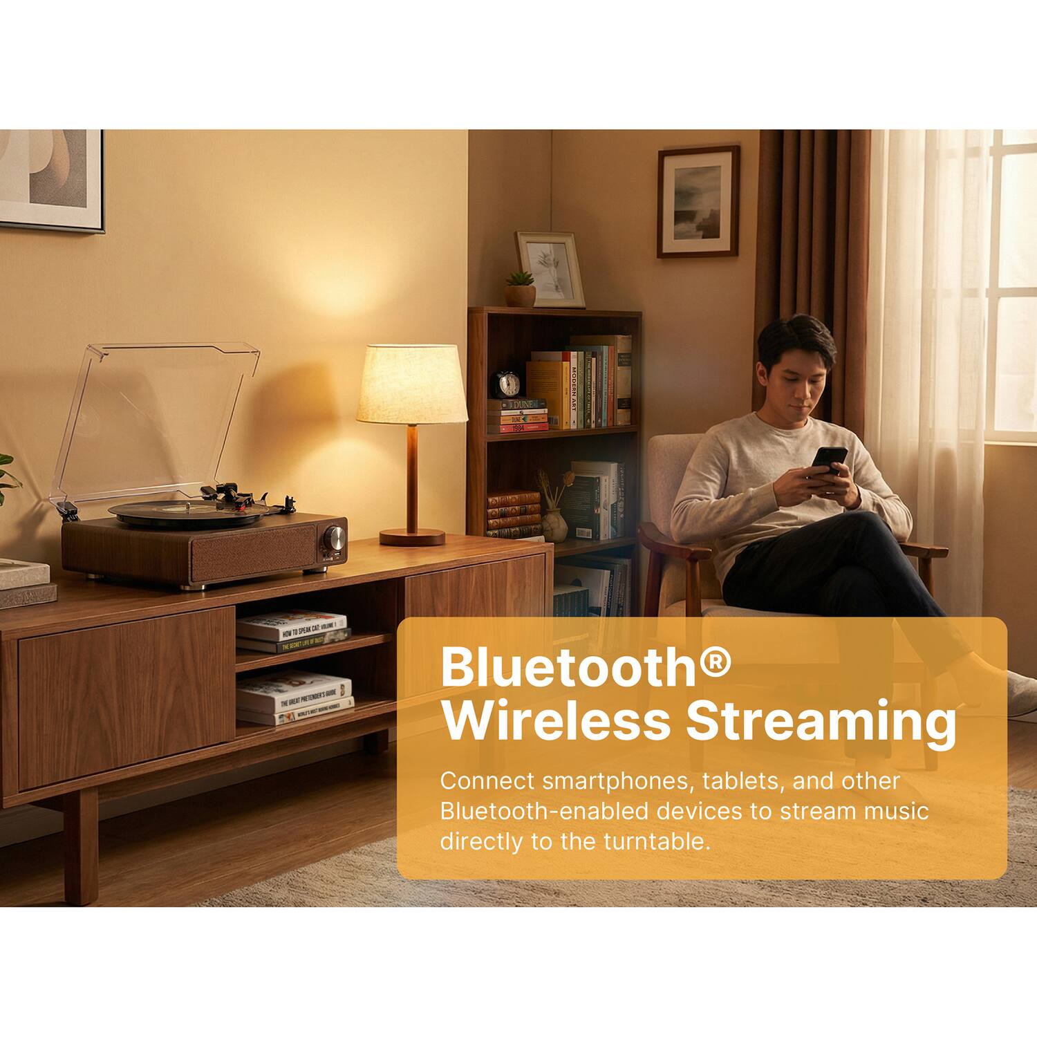 IDDA- I -  BTR - Bluetooth® Wireless Streaming

Connect smartphones, tablets, and other Bluetooth-enabled devices to stream music directly to the turntable.