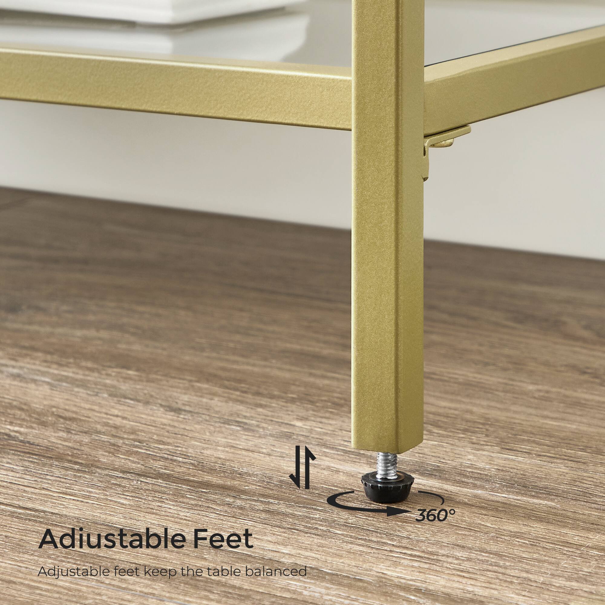 Adjustable Feet  
Adjustable feet keep the table balanced 360°