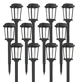 Dazzed Corner - 12-Pack Modern Solar Pathway Lights - Black