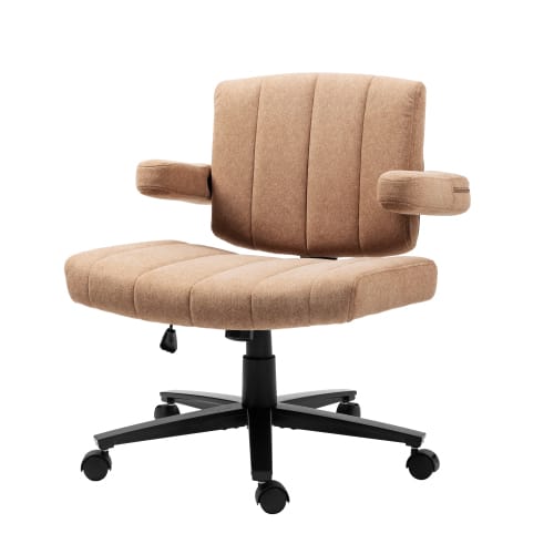 Akoasm - Fabric Criss Cross Swivel Desk Chair Office Chair with Wheel, Adjustable Height Gaming Chair for Study Gaming - Brown