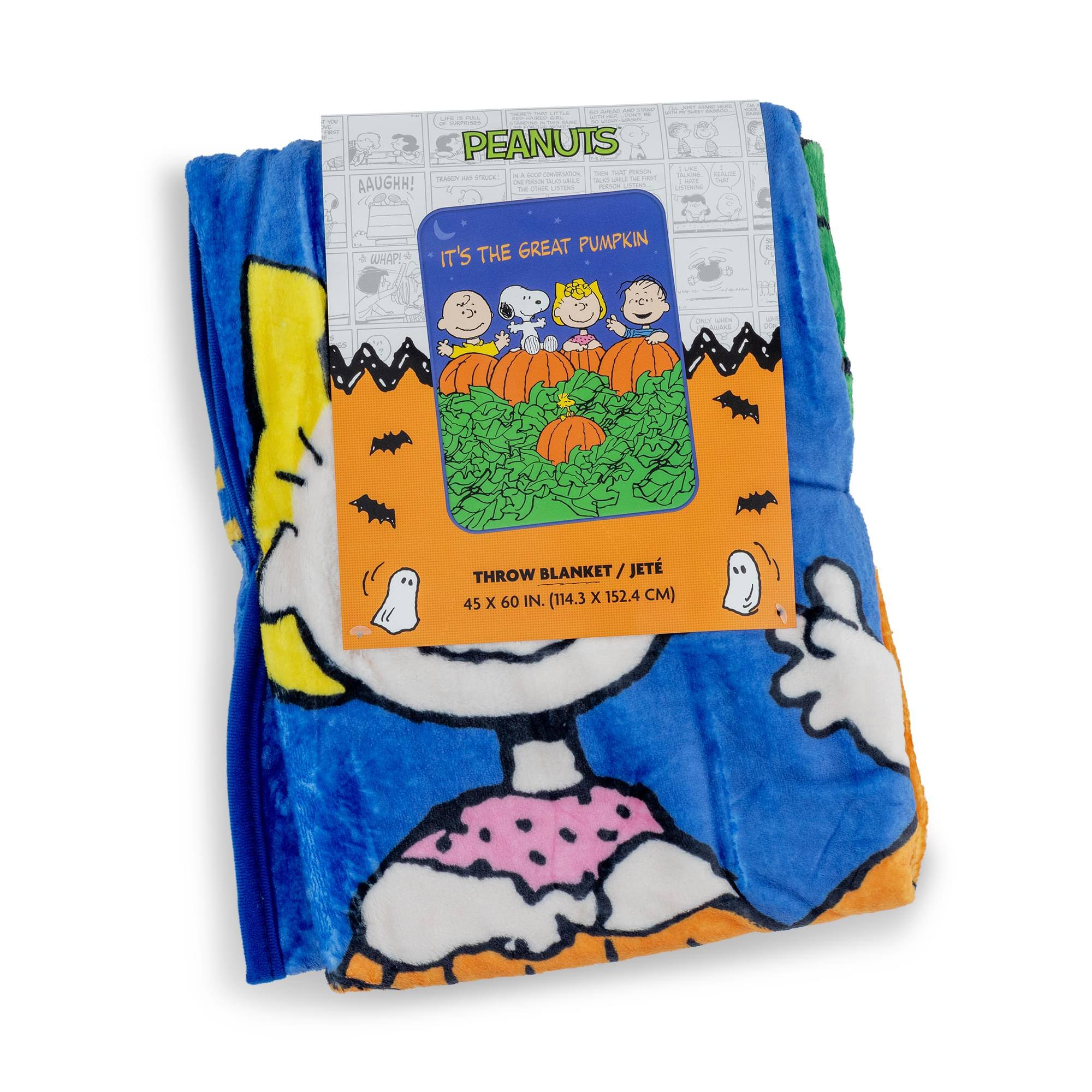 LA - MADO AND your - JOUS we CITY TO LIFE & ALL - a amonetio shanerys sed sumi 10 PEANUTS 1 LAS soon COMMERSATION THIN 144 noo TACIONS. STRUCK NA - 45 300 TALIS VALL 56 for 100ml SDC AAUGHH! DE GRAN USTDO FIRSON LOGAS LISTEXING THE OTHER

WHAP!
IT'S THE GREAT PUMPKIN
ONLY
THROW BLANKET JET 45 X 60 IN. (114.3 X 152.4 CM)