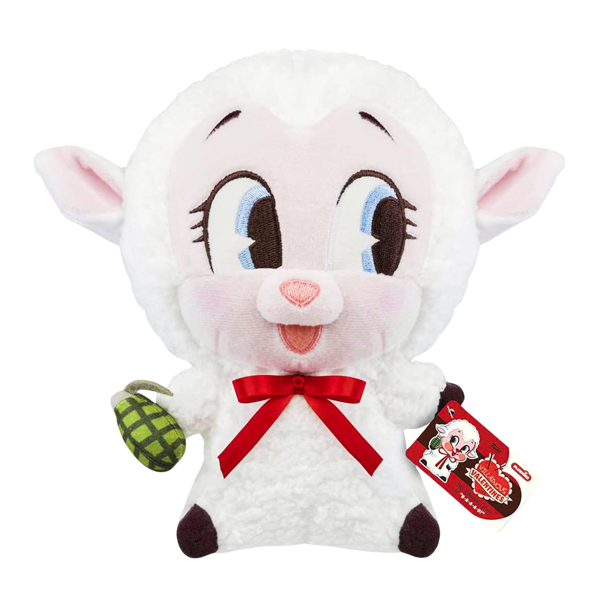 Sure, here is the corrected and grouped text from the image:

**On the tag:**
- "Baa Baa Black Sheep"
- "Valentine's Day"
- "Collectible"
- "Limited Edition"

**On the packaging:**
- "Baa Baa Black Sheep"
- "Valentine's Day"
- "Collectible"