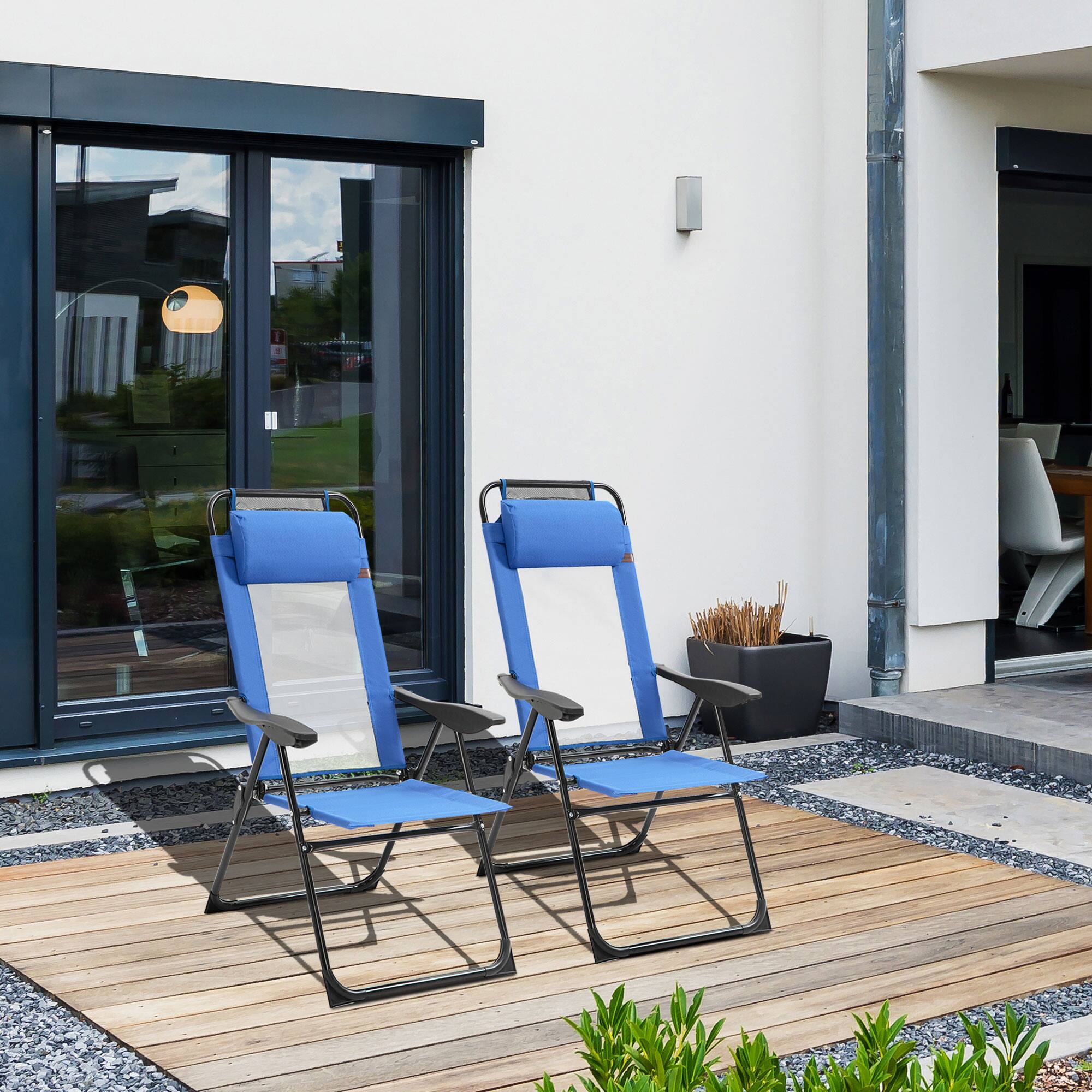 Alt View 1. Outsunny - Patio Dining Chairs Set of 2 - Blue.