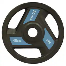 Amber Sporting Goods - Tri-Grip Olympic Weight Plates Pair, Rubber Coated Cast Iron, 2-Inch Hole, Home Gym – 45lb - Black