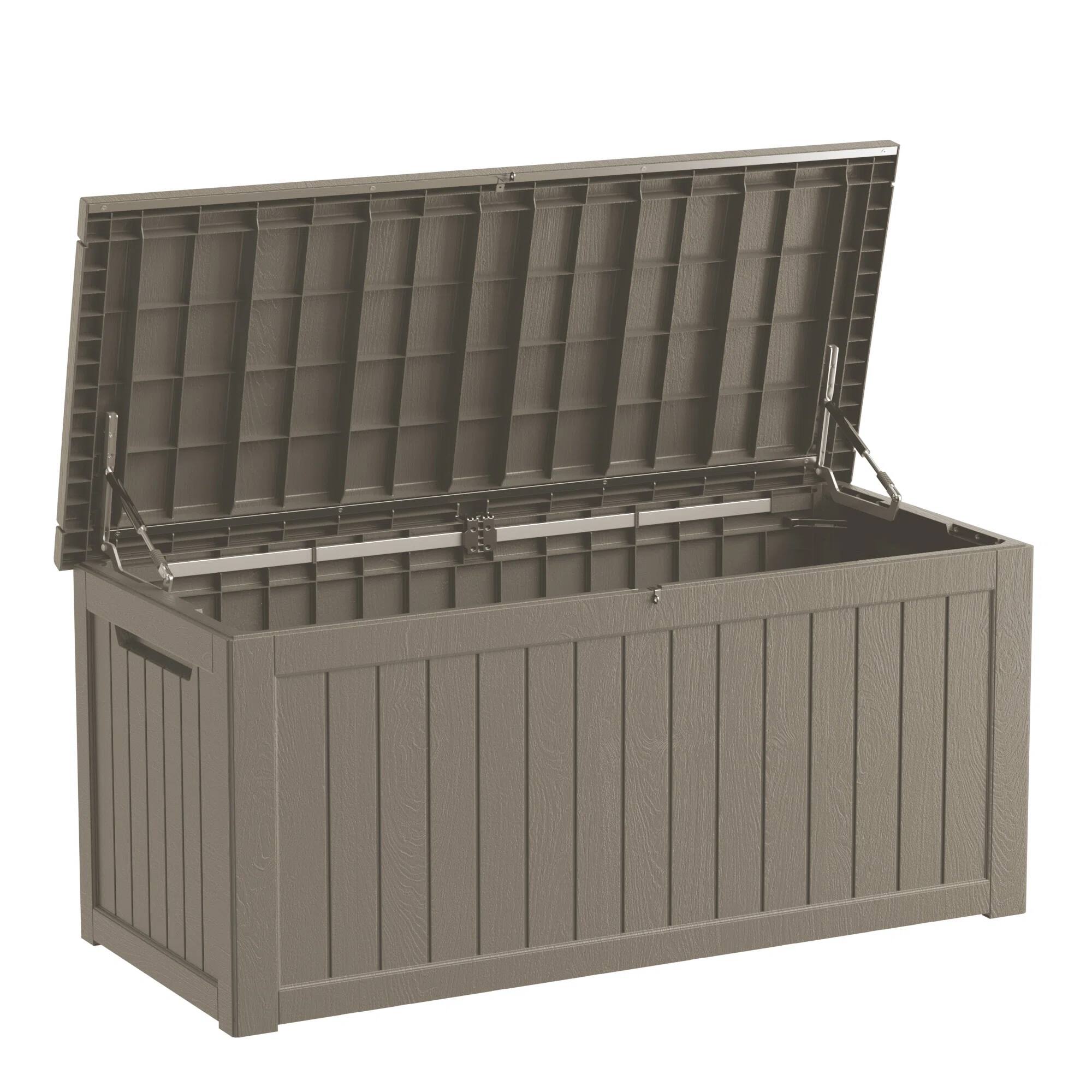Alt View 6. Chic Crate - 57.5'' W 230 Gallons Water Resistant Resin Lockable Deck Box - Brown.