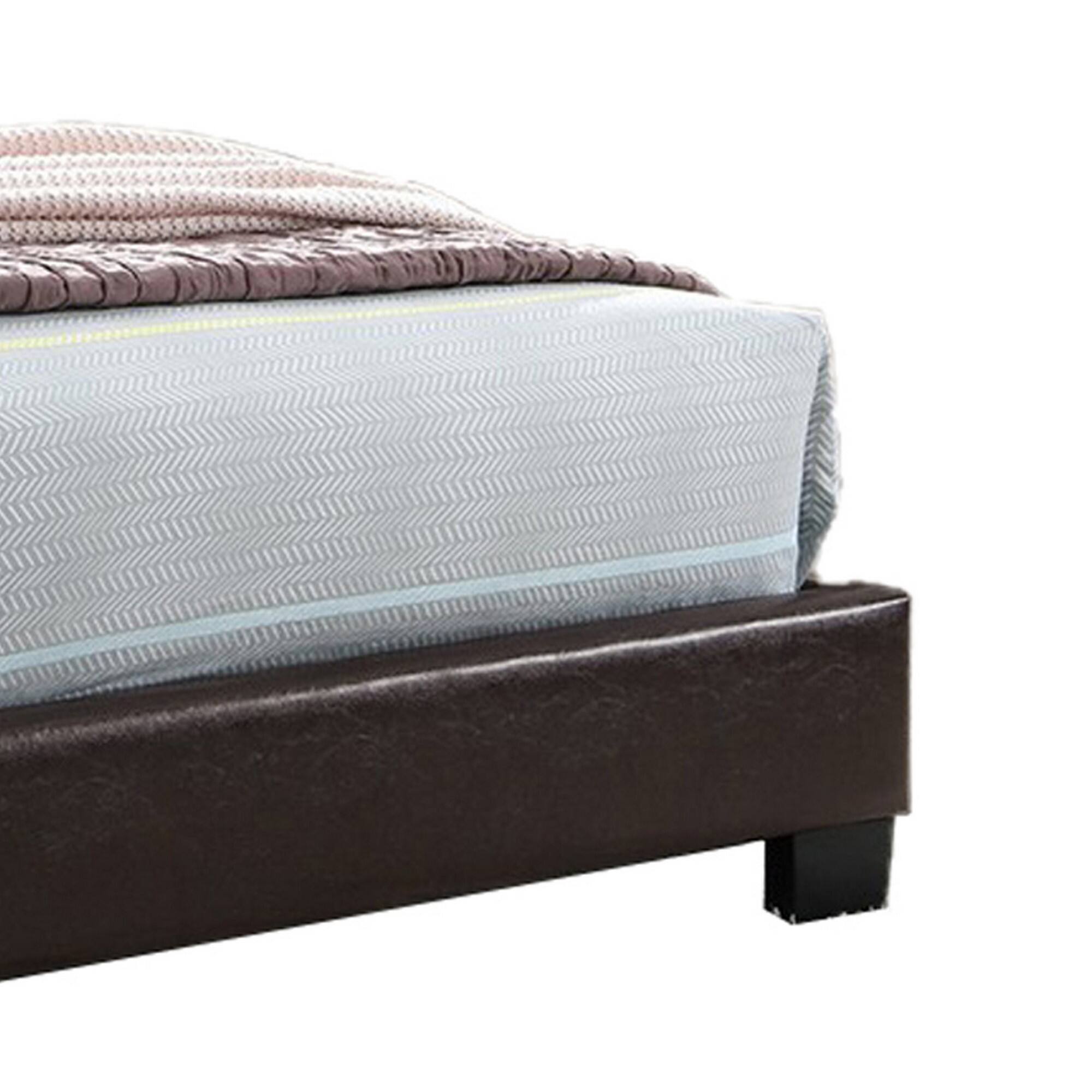 Alt View 3. Manhattan Lane - Transitional Style Leatherette Twin Bed with Padded Headboard - Brown.