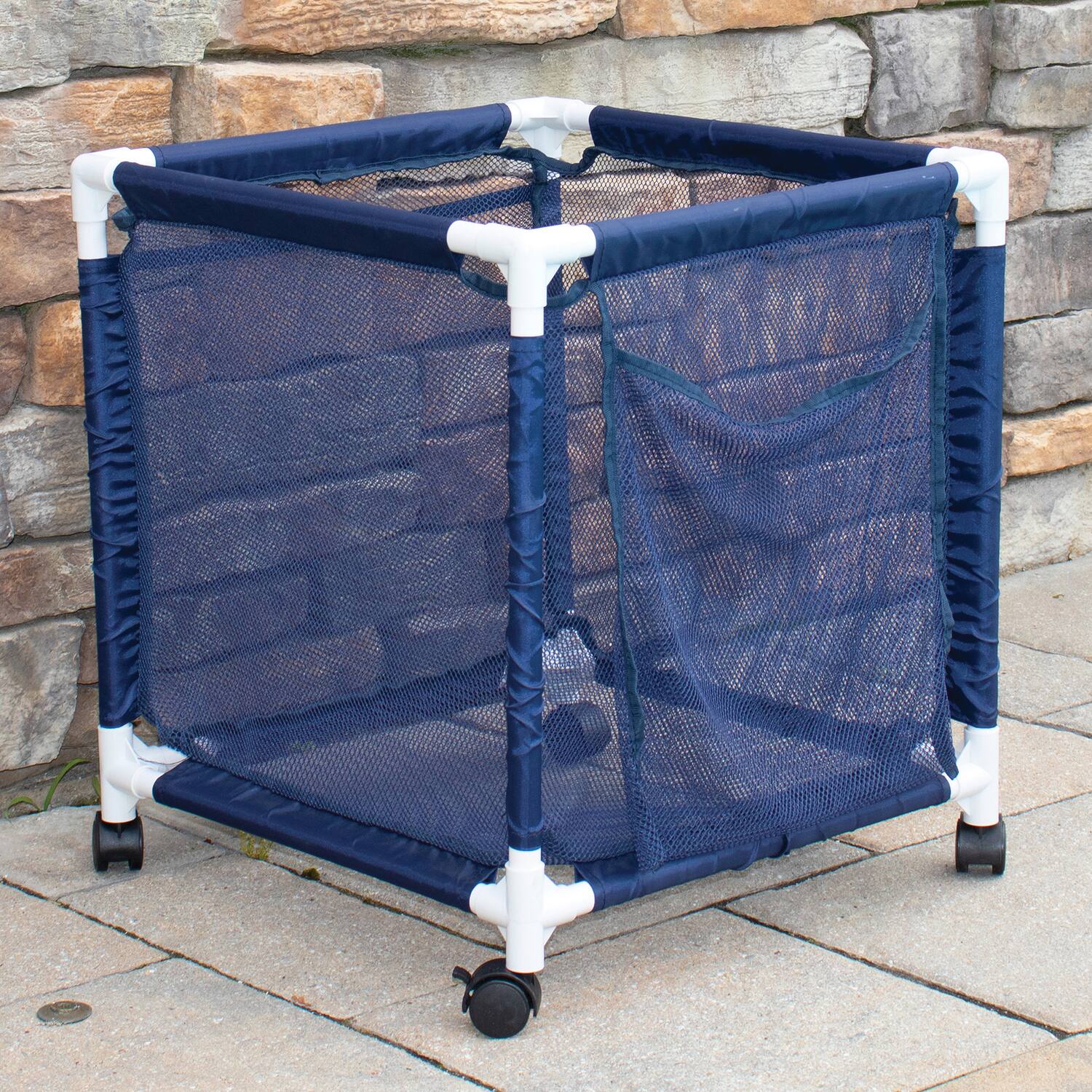 Left. Pool Bins - Pool Storage Organizer Mesh Rolling Equipment Bin Mini.