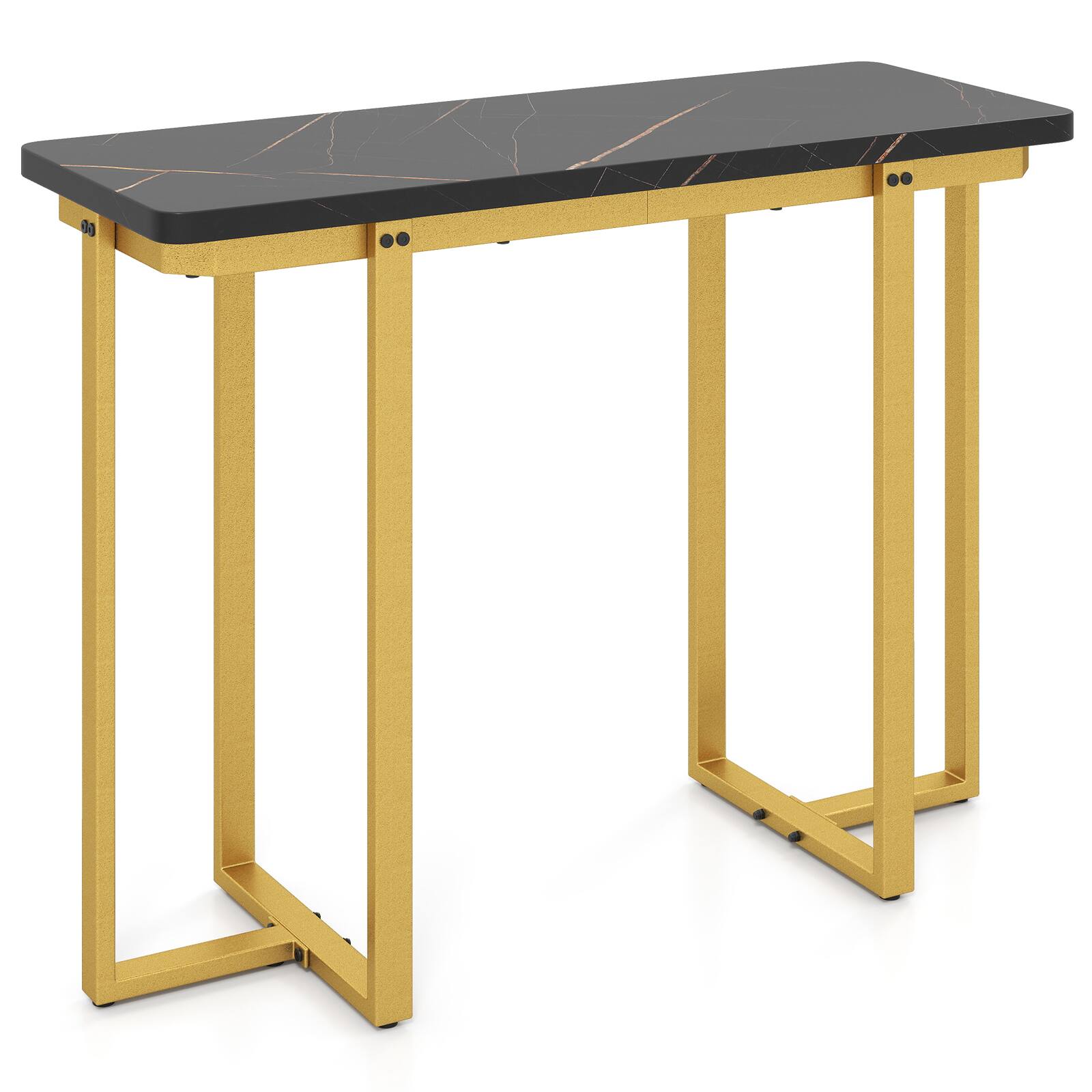 Alt View 9. Gymax - Gymax Console Table 42'' Modern Faux Marble Entryway Table w/ Geometric Metal Frame Black - Black.