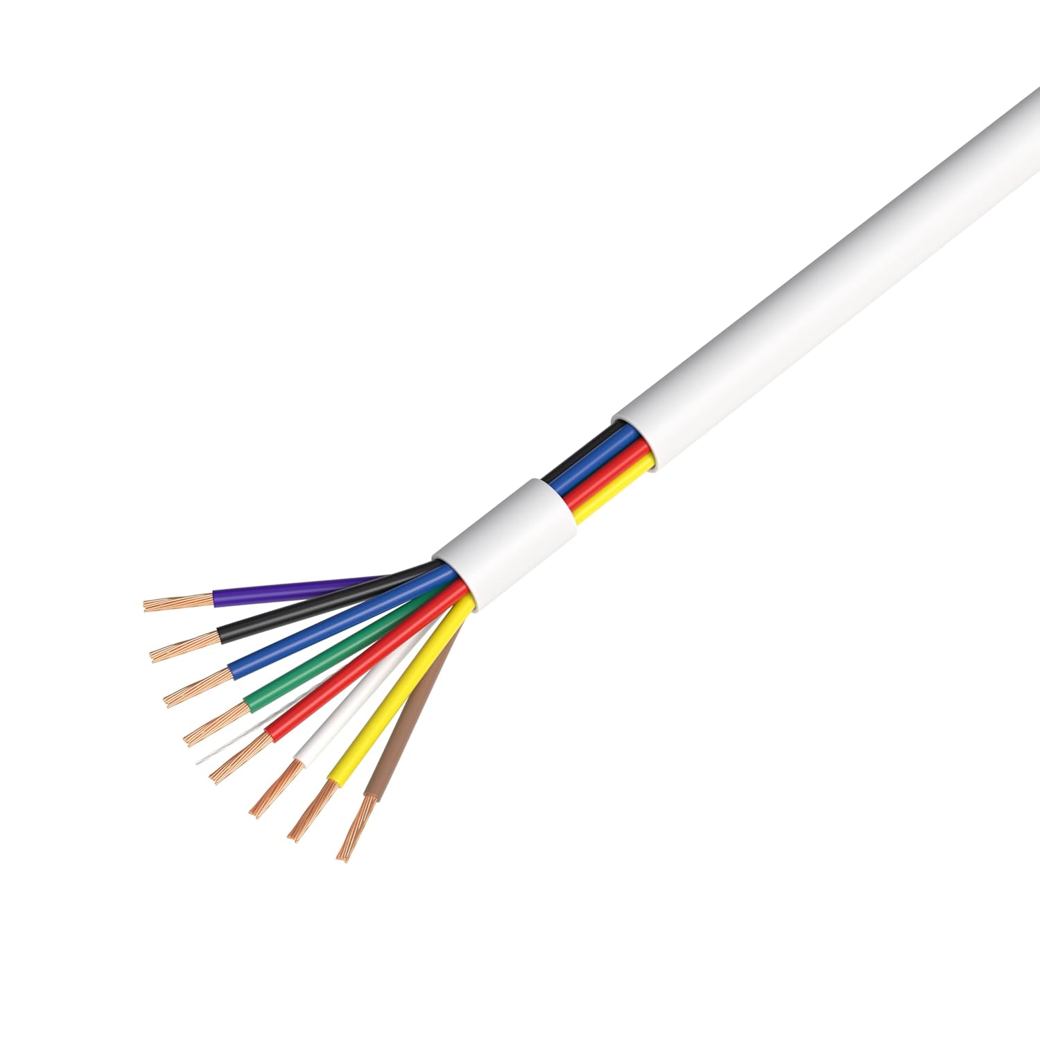 Angle. Cables Direct Online - 500ft 18/8 Stranded Alarm Cable CCA 18AWG Low Voltage Wire for Security, Multi-Conductor, Control Applications - White.