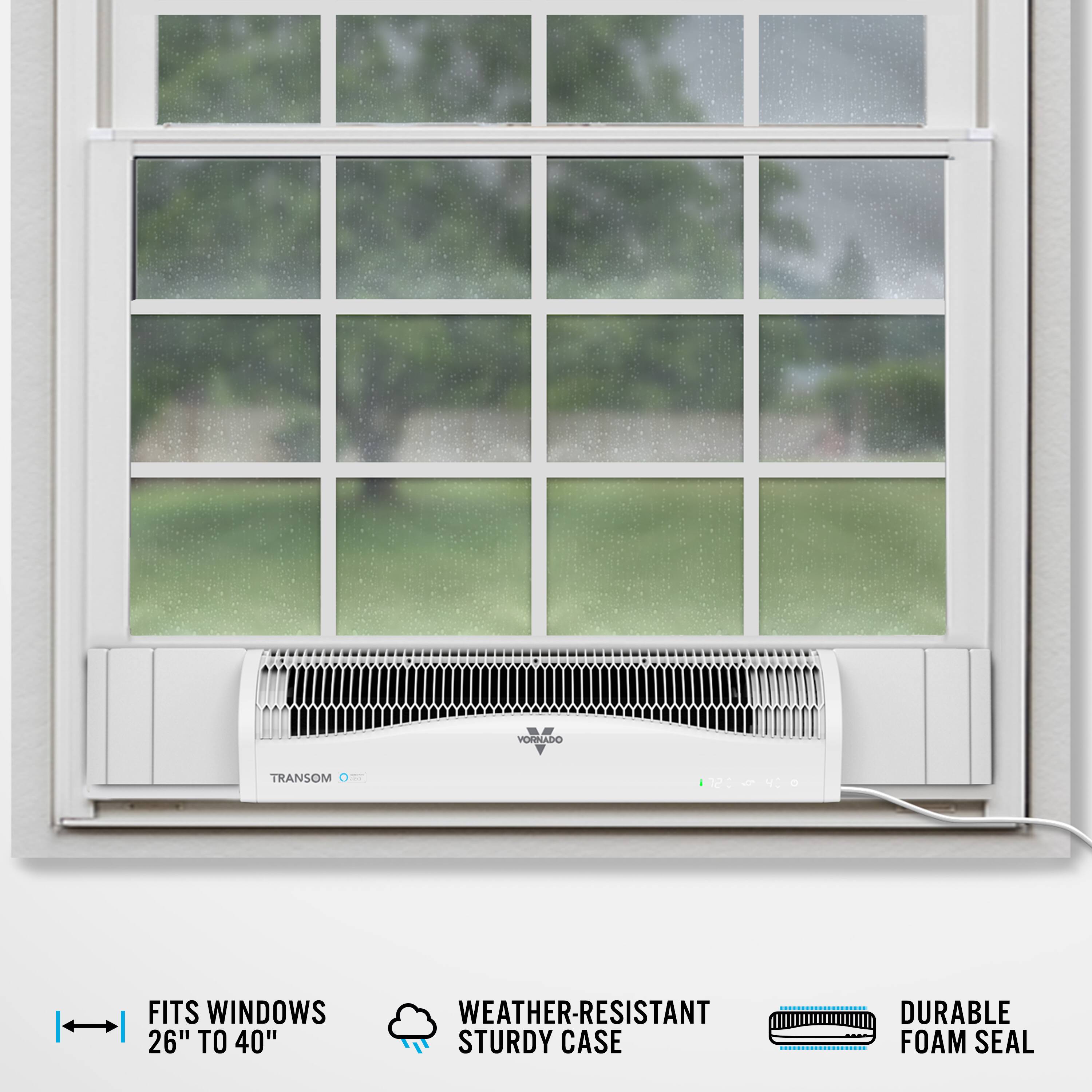 B VORNADO TRANSOM 1e 40 FITS WINDOWS 26" TO 40" WEATHER-RESISTANT STURDY CASE DURABLE FOAM SEAL