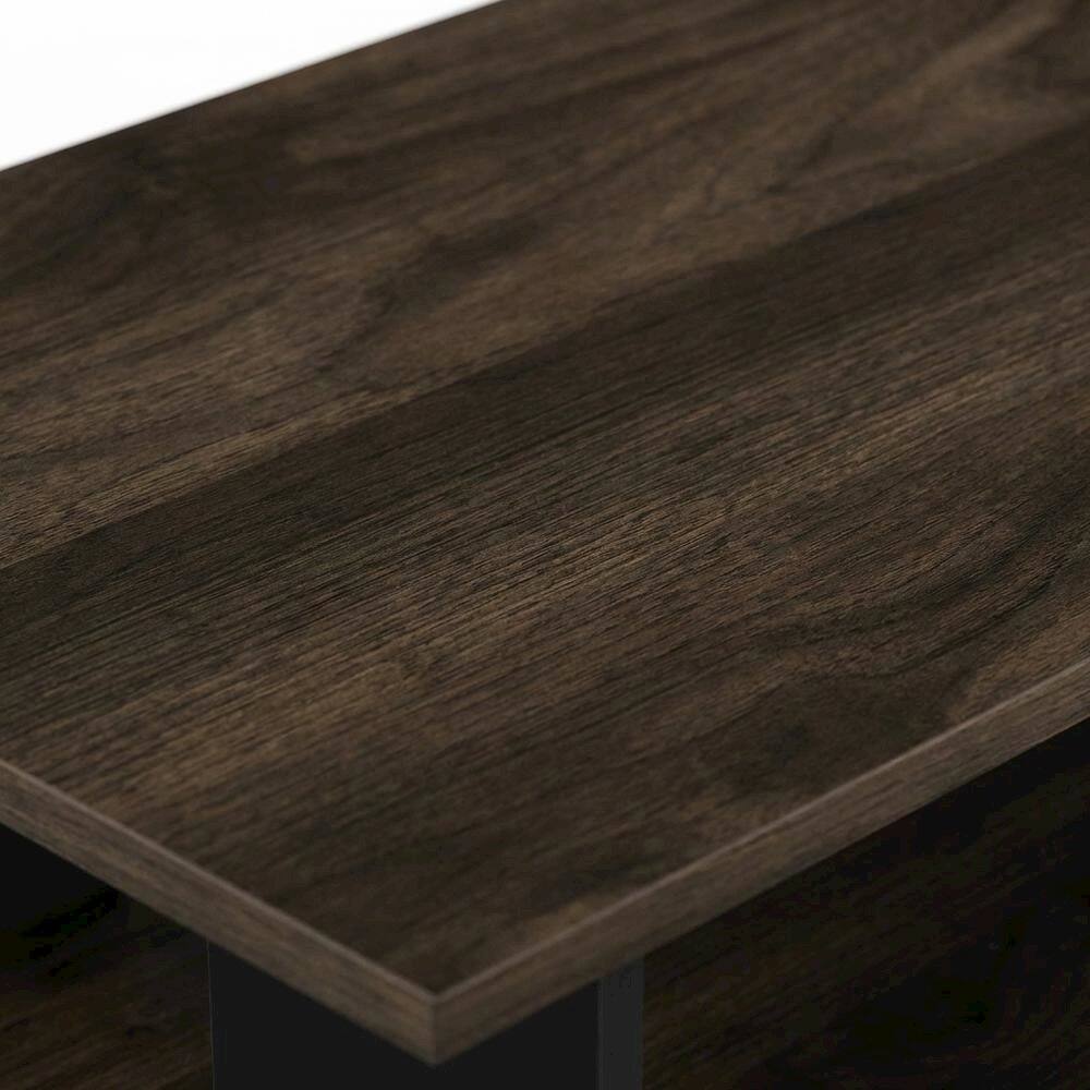 Alt View 4. FurniFact - Simplistic TV Stand with Storage Bins in Dark Brown and Walnut Finish - Brown black.