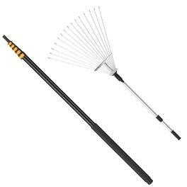 Fixm - 6.62 to 31 ft Adjustable Telescopic Roof & Yard Rake - Black