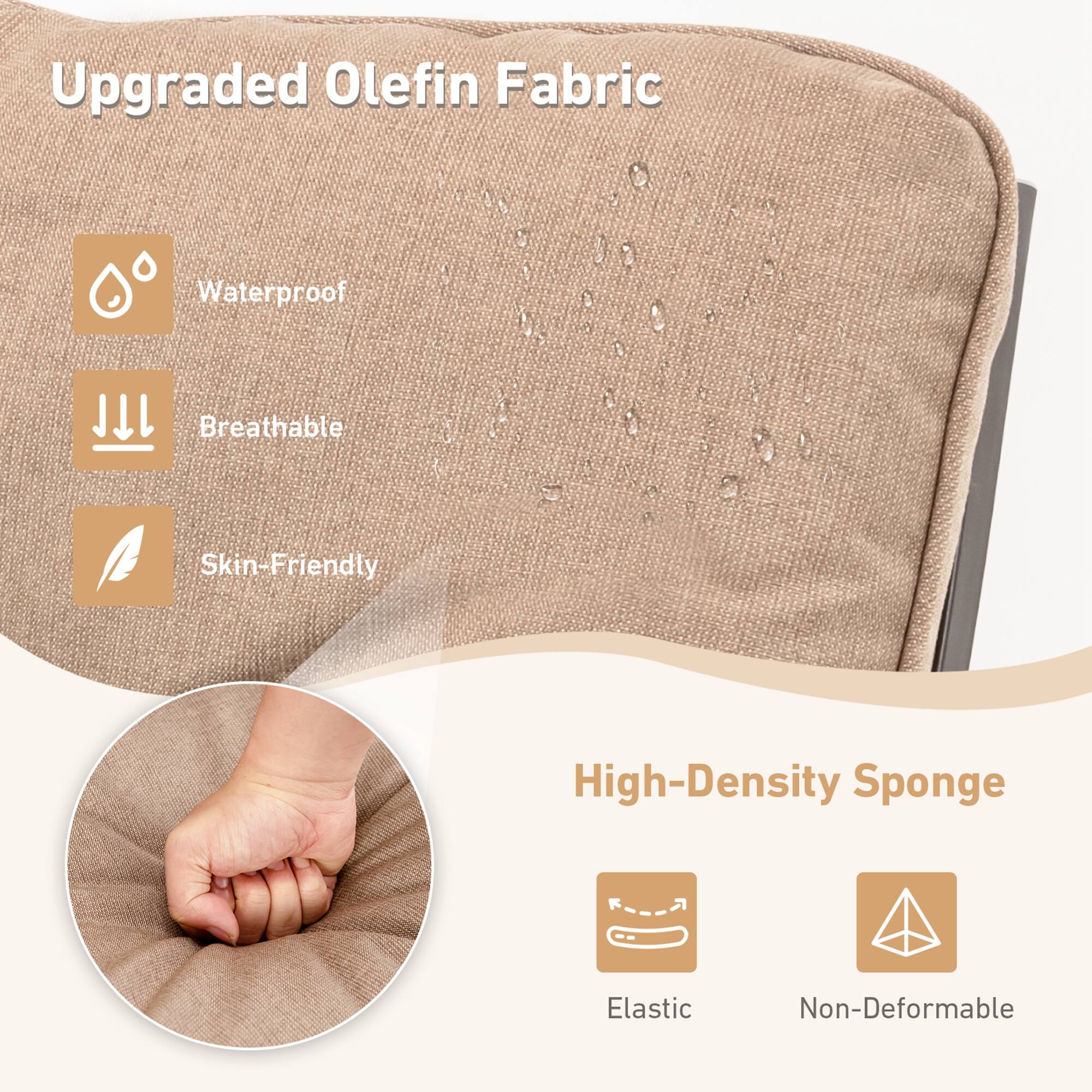 Upgraded Olefin Fabric  
Waterproof  
Breathable  
Skin-Friendly  

High-Density Sponge  
Elastic  
Non-Deformable