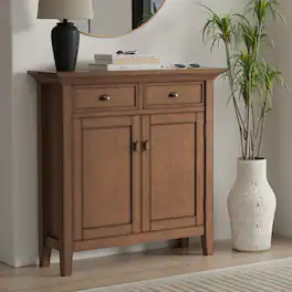 Simpli Home - Redmond SOLID WOOD 36 inch Wide Transitional Entryway Storage Cabinet - Rustic Natural Aged Brown