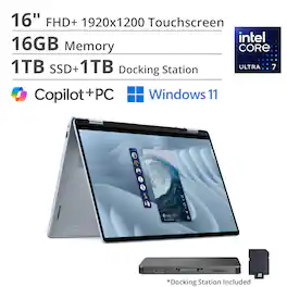 Dell - Plus - Copilot+ PC - 16" 2K 2-in-1 Touchscreen Laptop - Intel Core Ultra 7 256V 2024 - 16GB Memory - 1TB Storage - Ice Blue