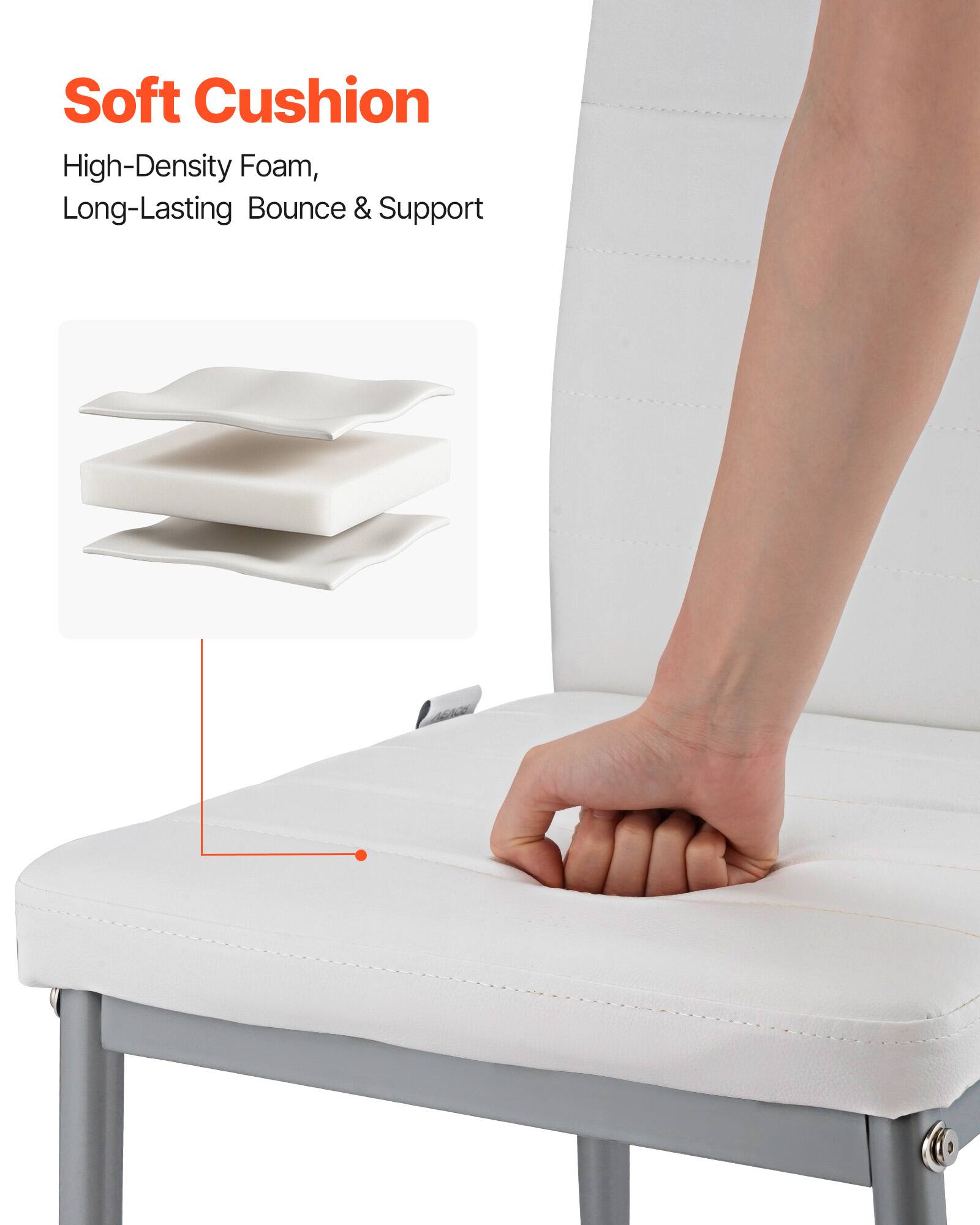Soft Cushion  
High-Density Foam,  
Long-Lasting Bounce & Support
