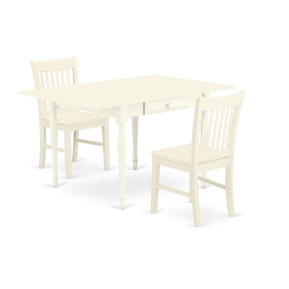 Left. East West Furniture - Dining Room Set Linen White - Brown.