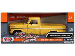 1972 Ford F-100 Pickup Truck Yellow "Timeless Legends" 1/24 Diecast Model Car by Motormax