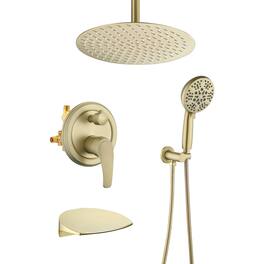 Boyel Living - 12-Inch Rain Shower System Brass SUS304 3-Function Valve 7-Function Handheld cUPC - Brushed Gold