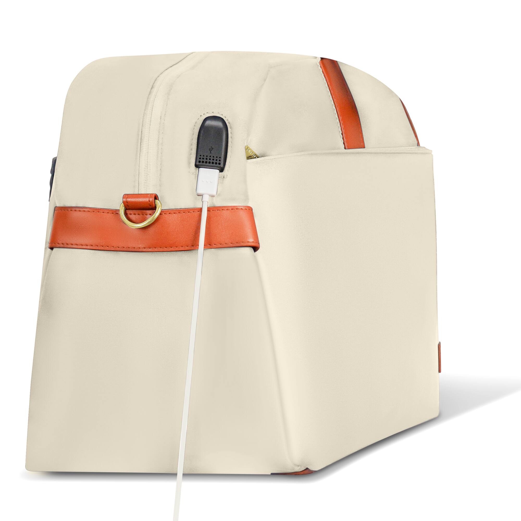 Left. Champs - Vintage Weekender Duffel Bag - Ivory.