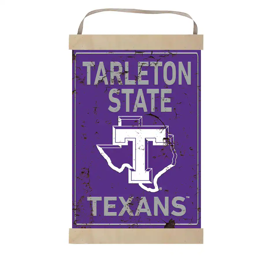 Tarleton Decor Jardine Tarleton State Texans 12'' x 20'' Retro Logo Banner Sign Purple ...